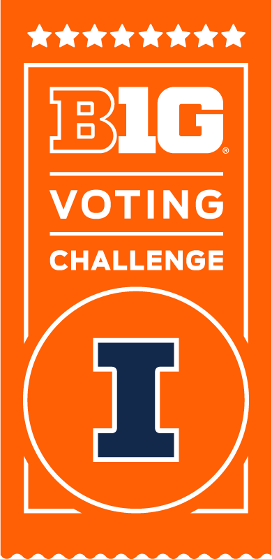 Big Ten Voting Challenge vertical orange ticket graphic with Block I logo